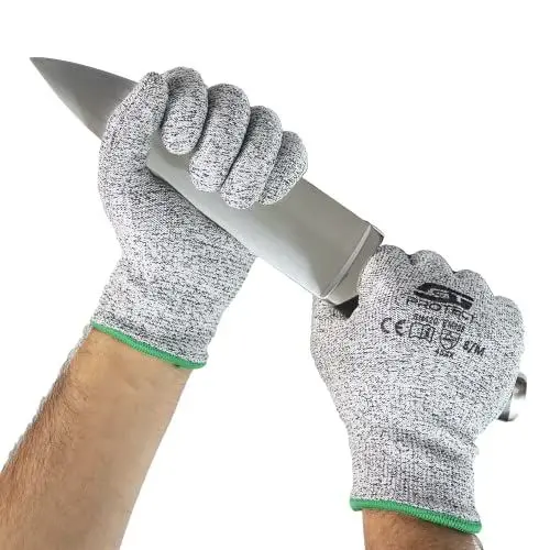 Produktbild: GTprotect PREMIUM Zertifizierte, Schnittfeste Handschuhe - Schnittschutzhandschuhe für Kinder, Damen und Herren jeden Alters - Schutzhandschuhe geeignet fürs Kochen und sonstige Arbeiten L