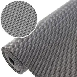Produktbild: GTV - 1 Rolle 48cm x 500cm Antirutschmatte Schubladenmatte Küchenschrankmatte Einlegematte Rutschhemmende Noppenmatte Kunststoff Schubladeneinlage Kühlschrank matten (Anthrazit), Klein