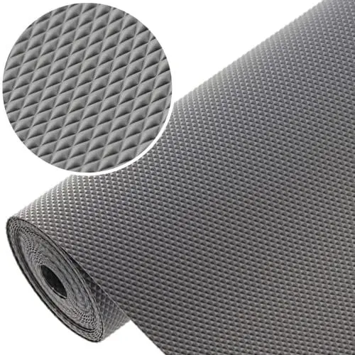 Produktbild: GTV - 1 Rolle 48cm x 500cm Antirutschmatte Schubladenmatte Küchenschrankmatte Einlegematte Rutschhemmende Noppenmatte Kunststoff Schubladeneinlage Kühlschrank matten (Anthrazit), Klein