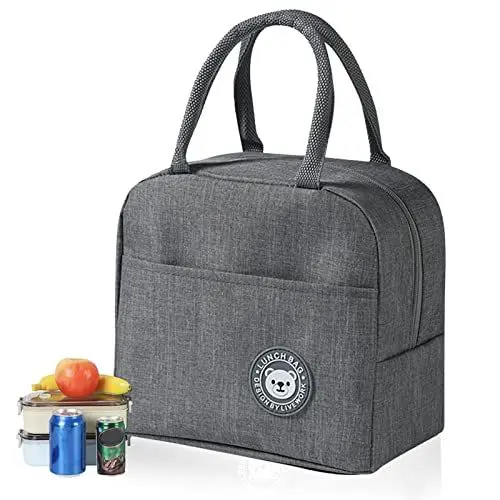 Produktbild: Gtwinsone Kühltasche Klein Mini Lunchtasche Wasserdicht Picknicktasche Isoliertasche Thermotasche Faltbar Lunchbag für Unterwegs Arbeit Schule (Grau)