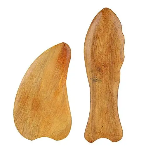 Produktbild: Gua Sha Schaber 2pcs, Premium Sandelholzmaterial Gua Sha Board GUA SHA Massagewerkzeug Gesichtsmassagegerät für Hals Gesicht, Gesichts und Halsstraffung (01)