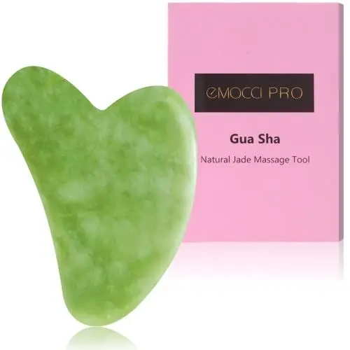 Produktbild: Gua Sha Stein Set Jade Guasha Massage Schaber Face Roller Gesichtsroller für Gesicht Augen Anti-Aging Nacken Massagewerkzeug Geschenkset (Grün)