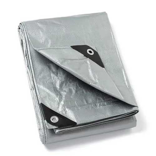 Produktbild: GUARD SHIELD Abdeckplane mit Ösen Wasserdicht 2m x 2m Silberfarben Multifunktionale Polyester-Plane 120g/㎡ Gewebeplane Schutzplane Allzweckplane, Reißfest, UV-stabilisiert