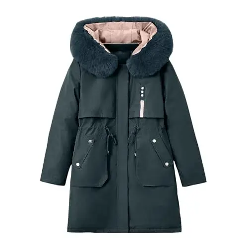 Produktbild: Gubsssl Parka Damen Winter Jacke Einfarbig Winterjacke Gefütterte Winterparka Puffer Jacket Warme Daunenjacken Outdoorjacke Casual Wintermantel Pufferjacke Mode Daunenmantel Mantel Marineblau 6XL