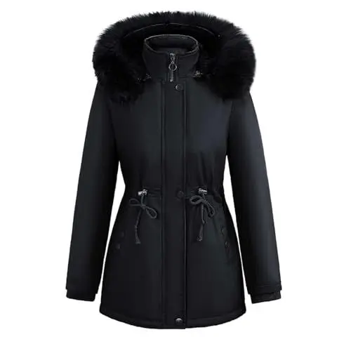 Produktbild: Gubsssl Parka Damen Winter Jacke Lang Winterjacke Gefütterte Winterparka Warme Daunenjacken Puffer Jacket Casual Wintermantel Mode Daunenmantel Leichte Outdoorjacke Pufferjacke Mantel Schwarz L