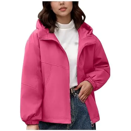 Produktbild: Gubsssl Winterjacke Damen Warme Daunenjacken Winter Jacke Elegant Pufferjacke Einfarbig Daunenmantel Puffer Jacket Steppmantel mit Kapuze Damenjacke Mantel Grosse Grössen Wintermantel Heißrosa M