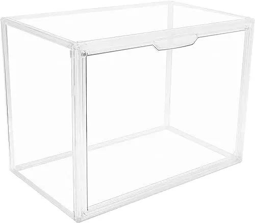 Produktbild: GUDEMAY Transparente stapelbare Kunststoffboxen mit magnetischem Verschluss - Staubdichte Aufbewahrung Vitrine Schaukasten Ideal für Figur, Bücher, Kosmetik, Schuhe und Handtaschen