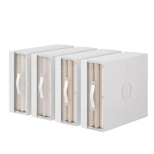 Produktbild: GUDEMAY Unterbett Aufbewahrungsbox, Kleiderschrank Kunststoff Aufbewahrung Bettwäsche Organizer Faltbar mit Griff, Unterbettkommode Ideal für Bettlaken, Decken, Bettbezüge, Kleidung - 4er-Set Weiß