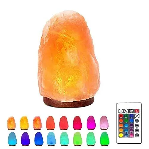 Produktbild: gudong Himalaya Salt Range Pakistan-mit Fernbedienung Steinsalzlampe -Kristall-USB-Pakistan Himalaya-mit 16 Farben LED-Glühbirne für Schreibtisch, Zuhause 4,7 Zoll 1,5 lbs