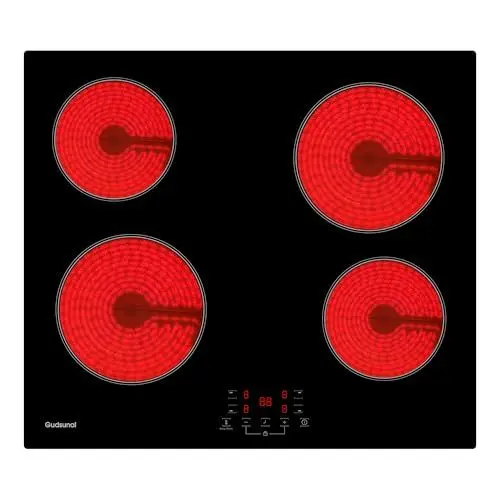 Produktbild: Gudsunal Kochfeld 4 Platten, Herdplatte 4 Kochfelder, 60 cm, 6000W, 9 Heizstufen, Warmhaltefunktion, Timer, Automatische Abschaltung, Kindersicherung, Glaskeramikkochfeld