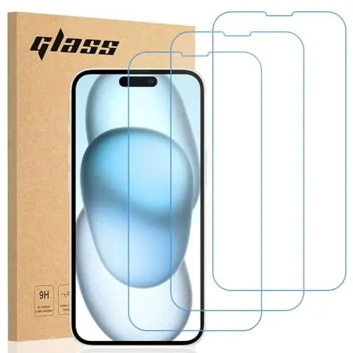 Produktbild: gueche 3 Stück für iPhone 15, iPhone 15 Pro, iPhone 16 Schutzfolie, Frei von Kratzern, 9H Härte, HD Displayschutzfolie, Ultra-klar, Panzer Schutz Glas für iPhone 15 Splitterfest schutzglas 5G