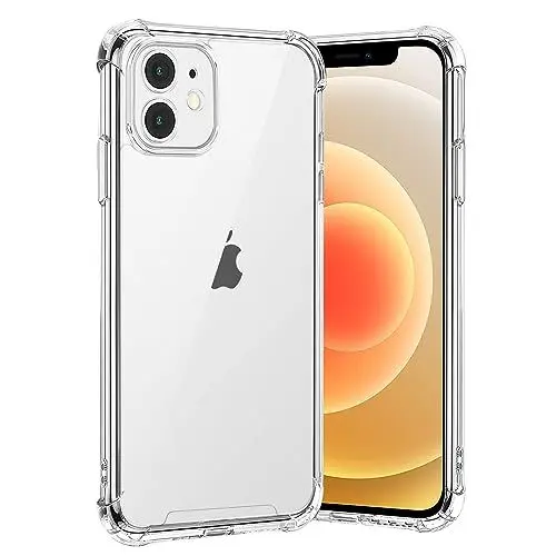 Produktbild: gueche Hülle für iPhone 12 und iPhone 12 Pro, Durchsichtig Schutzhülle mit Weiche Silikon Handyhülle, Transparent Bumper Case Cover, mit dem kabellosen Laden kompatibel, Handyhalterung Fahrrad