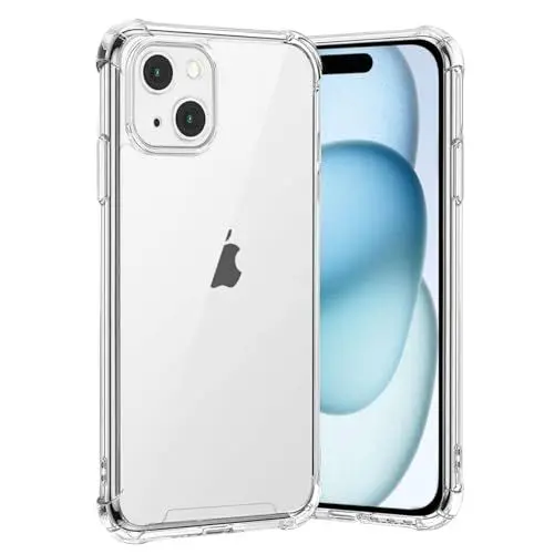 Produktbild: gueche Hülle für iPhone 15, Durchsichtig Schutzhülle mit Weiche Silikon Handyhülle, Transparent Bumper Case Cover, mit dem kabellosen Laden kompatibel, Handyhalterung Fahrrad, Handyhalterung Auto