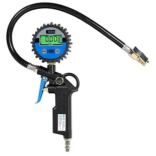 Produktbild: Güde Digitaler Reifenfüller 11 E (Arbeitsdruck max. 7 bar, 4-stellige Digitalanzeige in bar, psi, kPa, kgf/cm², Automatikabschaltung, Anschlussnippel, Luftablassventil, Ventilstecker, Test GUT)