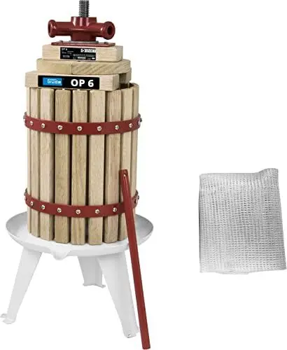Produktbild: Güde 30001 Obstpresse OP 6 (Saftpresse und Beerenpresse, mechanische Presse inklusive Pressnetz 6 Liter, Holzfarbe, Braun)