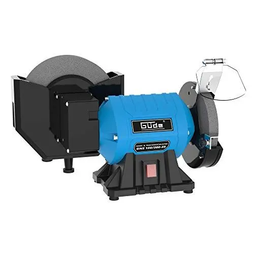 Produktbild: Güde 55238 Nass- und Trockenschleifer GNS 150/200 – 55238, mit Kondensatormotor und stabilem Metallgehäuse, incl. Ø200 und Ø150mm Schleifscheibe, 250 Watt, 2.950 min-1, Blau