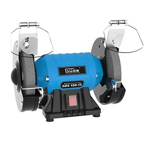 Produktbild: Güde Doppelschleifer GDS 150-15 (250 W, 2980 1/min Motordrehzahl, Grob- & Feinschleifscheibe 36|60 K, 150 mm ø, stabiler Maschinenfuß, kugelgelagerte Schleifachsen, verstellbare Arbeitsauflagen), Blau