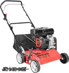 Produktbild: Güde Motor-Vertikutierer GV 4001 B (4-Takt Power-Engine S 580 V, Motorleistung: 3,8/5,2 (kW/PS), Arbeitsbreite: 40 cm, 30l Fangsack, 7-Fach zentrale Arbeitshöheneinstellung, inkl. 2 in 1 Messerwalze)