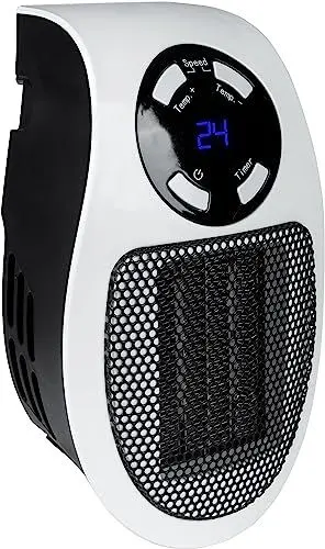 Produktbild: Güde Steckdosen-Heizlüfter GSH 500 K mini (230 V, 500 W Heizleistung, 28,46 m³/h Gebläseleistung, PTC-Keramik Heizelement, 90° drehb. Netzstecker, Timerfunktion, LED-Display, regulierbarer Thermostat)