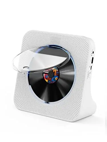 Produktbild: Gueray CD Player Bluetooth CD-Player mit Lautsprecher Unterstützt Fernbedienung Anzeige FM Radio mit CD Player USB- Kartenwiedergabe 3,5 mm AUX Wecker Kopfhöreranschluss Staubschutzhülle