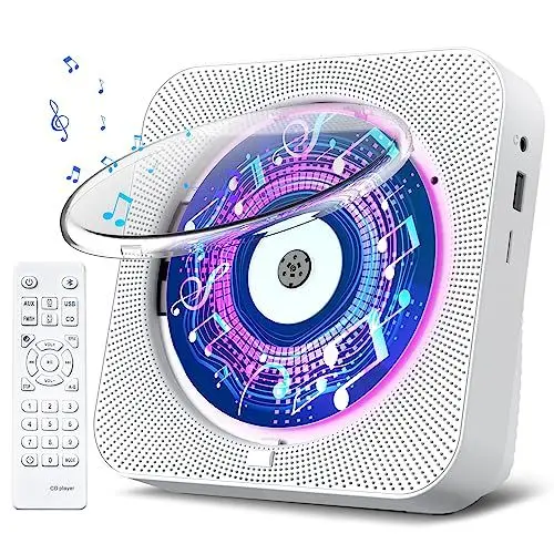 Produktbild: Gueray CD Player Radio mit CD Player Bluetooth Dualmodus mit Lautsprecher Fernbedienung Staubschutz LED-Bildschirm Timer Unterstützt AUX USB TF Karte Wiedergabe