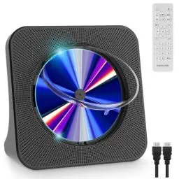 Produktbild: Gueray DVD Player für TV All Region Free Desktop DVD/CD Player für Zuhause mit Bluetooth Lautsprechern Display Wecker FM Radio mit CD Player USB Card Playback Inklusive Fernbedienung HDMI Kabel