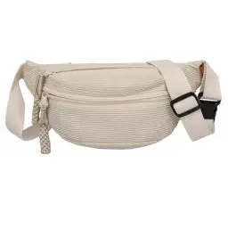 Produktbild: Gürteltasche Damen Bauchtasche Mode Hüfttasche Damen Geldbörse Ovalen Taschen Umhängetasche Mini Gürteltasche für Reise Wanderung und Alle Outdoor-aktivitäten (Beige Bauchtasche Damen Cord)