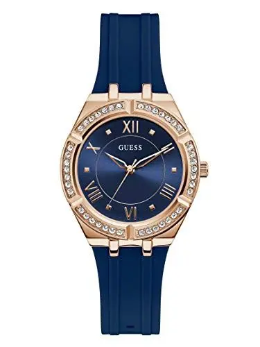 Produktbild: GUESS Damen Analog Quarz Uhr mit Silikon Armband GW0034L4
