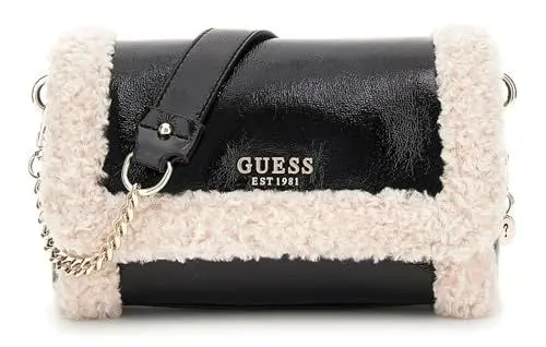 Produktbild: GUESS Damen Davika Shoulder Bag Flap Umhängetasche, Schultertasche, Schwarz