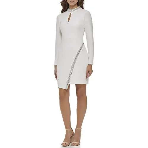 Produktbild: Guess Damen Etuikleid aus Krepp Lässiges Kleid, elfenbeinfarben, 42