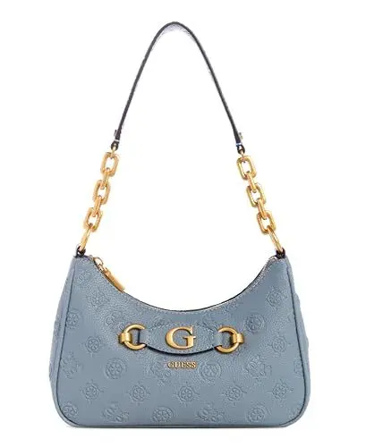 Produktbild: GUESS Damen Izzy Peony Top Zip Shoulder Bag Schultertasche, Reißverschluss Oben, Light Denim Logo