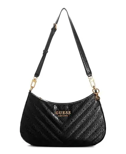 Produktbild: GUESS Damen Jania Top Zip Shoulder Bag Umhängetasche, Reißverschluss Oben, Schwarz