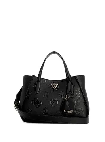 Produktbild: GUESS Damen Keandra Girlfriend Satchel Schulranzen, Tragegriff Oben, Schwarzes Logo