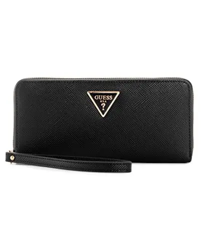 Produktbild: GUESS Damen Laurel Large Zip Around Wallet Große Geldbörse mit Reißverschluss, Clutch, Schwarz