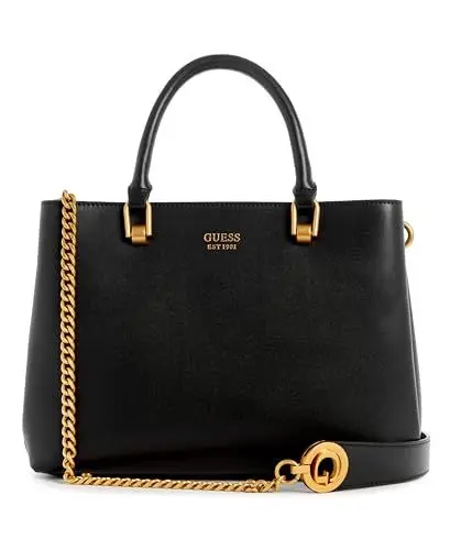 Produktbild: GUESS Damen Masie Girlfriend Satchel Schulranzen, Griffe Oben, Schwarz