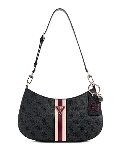 Produktbild: GUESS Damen Noelle Top Zip Shoulder Bag Schultertasche mit Reißverschluss Oben, Kohle-Logo