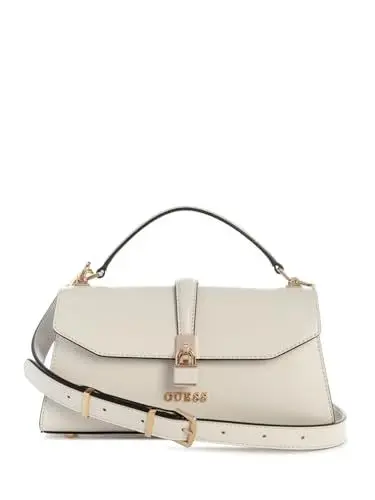 Produktbild: GUESS Damen Queensland Griffklappe Oben, Umhängetasche, Off White/Taupe