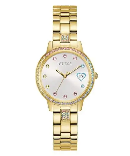 Produktbild: GUESS Damen Uhr Armbanduhr Three of Hearts GW0657L2 Edelstahl Gold