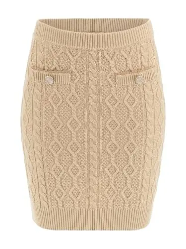 Produktbild: GUESS Damenrock Isabelle Skirt Swtr W4YD58 Z37L1 G1L7 Beige, Foamy Taupe, M