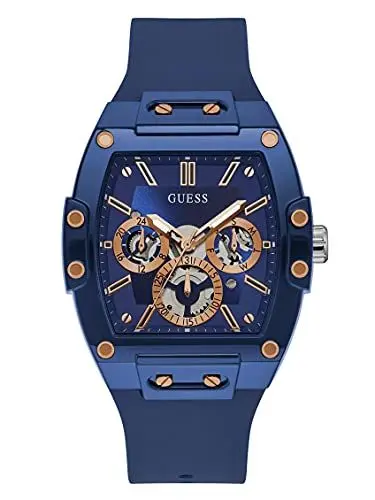 Produktbild: GUESS Herren analog Quarz Uhr mit Silikon Armband GW0203G7