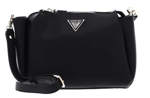 Produktbild: GUESS Damen Triple Compartment Top Zip Crossbody Iwona Umhängetasche mit 3 Fächern und Reißverschluss Oben, Schwarz