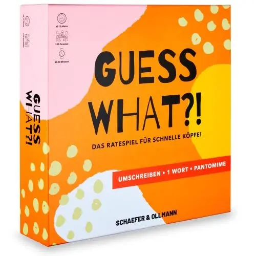 Produktbild: GUESS WHAT?! - Das Ratespiel für schnelle Köpfe! Begriffe erraten & Pantomime Spiel | Gesellschaftsspiel perfekt für lustigen Spieleabend mit Freunden & Familie