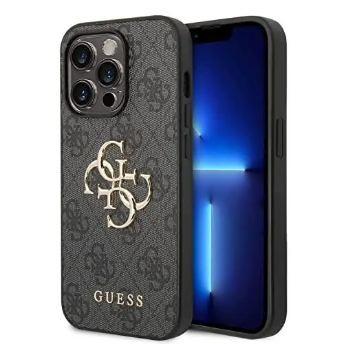 Produktbild: Guess Golden Logo kompatibel mit iPhone 14 Pro Hülle - Grau, schwarz, GUHCP14L4GMGGR