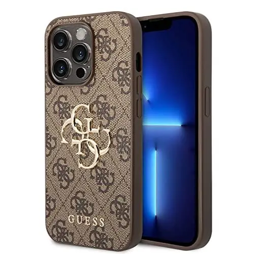 Produktbild: Guess Golden Logo kompatibel mit iPhone 14 Pro Max Hülle - Braun, GUHCP14X4GMGBR