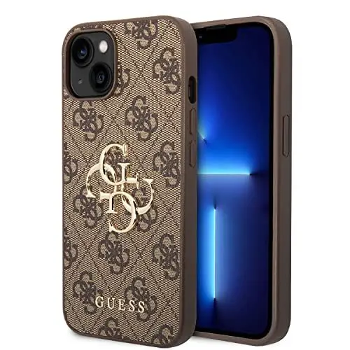 Produktbild: Guess Golden Logo kompatibel mit iPhone 14 und 13 Hülle - Braun, GUHCP14S4GMGGR, schwarz