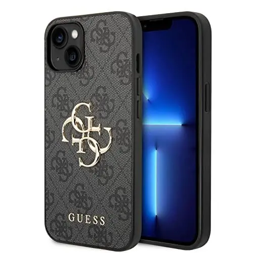 Produktbild: Guess Golden Logo kompatibel mit iPhone 14 Hülle - Grau, GUHCP14S4GMGGR, schwarz