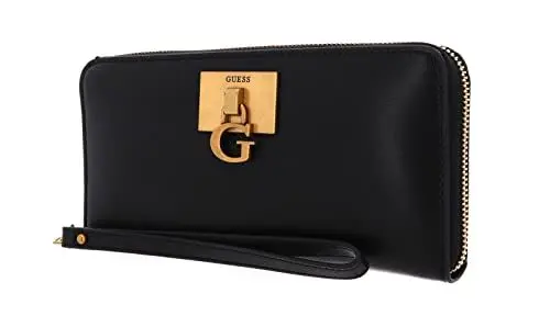 Produktbild: GUESS Geldbörse 20,5 cm Schwarz Modern Kontinental Abnehmbare Handgelenkband Reißverschluss Logo Erwachsener Damen Modebewusste Frauen WALLET