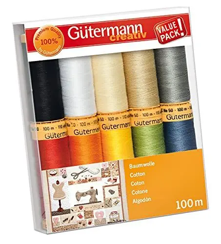 Produktbild: Gütermann creativ Nähfaden-Set mit 10 Spulen Baumwolle 100 m in verschiedenen Farben