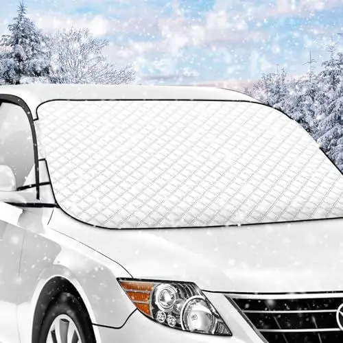 Produktbild: Guffo Frontscheibenabdeckung, Ganzjährige Windschutzscheibenabdeckung, Frontscheibenabdeckung Winter für die meisten Autos, Anti-Schnee, Frost, UV-Strahlen, abgefallene Blätter, Staub, Eisschutzfolien