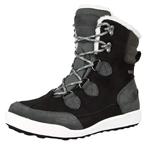 Produktbild: GUGGEN Mountain HPC57 Damen Fellstiefel gefüttert mit echter Lammwolle und Synthetik Winterstiefel Winterschuhe Echtleder Leder Stiefel wasserdicht mit Membran Schwarz-Grau, EU 40